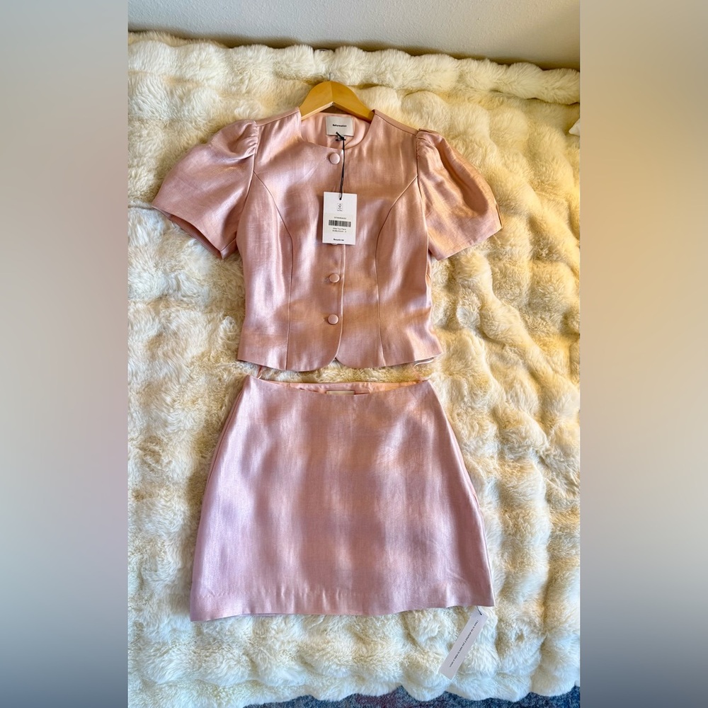 Reformation Mika Two Piece In Bubblegum, brand new, never worn, no flaws. - Picture 11 of 16